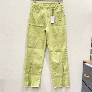 NWT! CIDER Lime Green Fron Slit Wide Leg Pants!